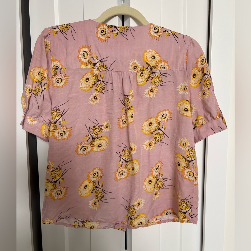 Madewell Pink and Yellow Floral Button-Front Top - Picture 2 of 5